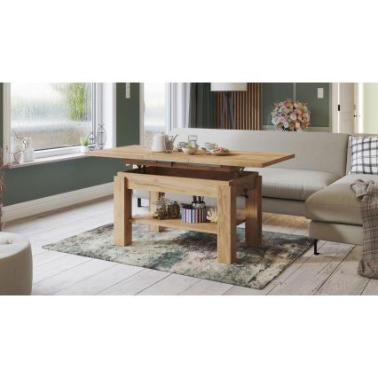 Mesa de centro plegable con estante ADONIS roble