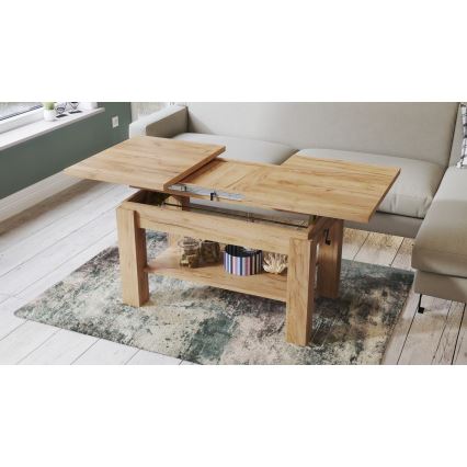 Mesa de centro plegable con estante ADONIS roble