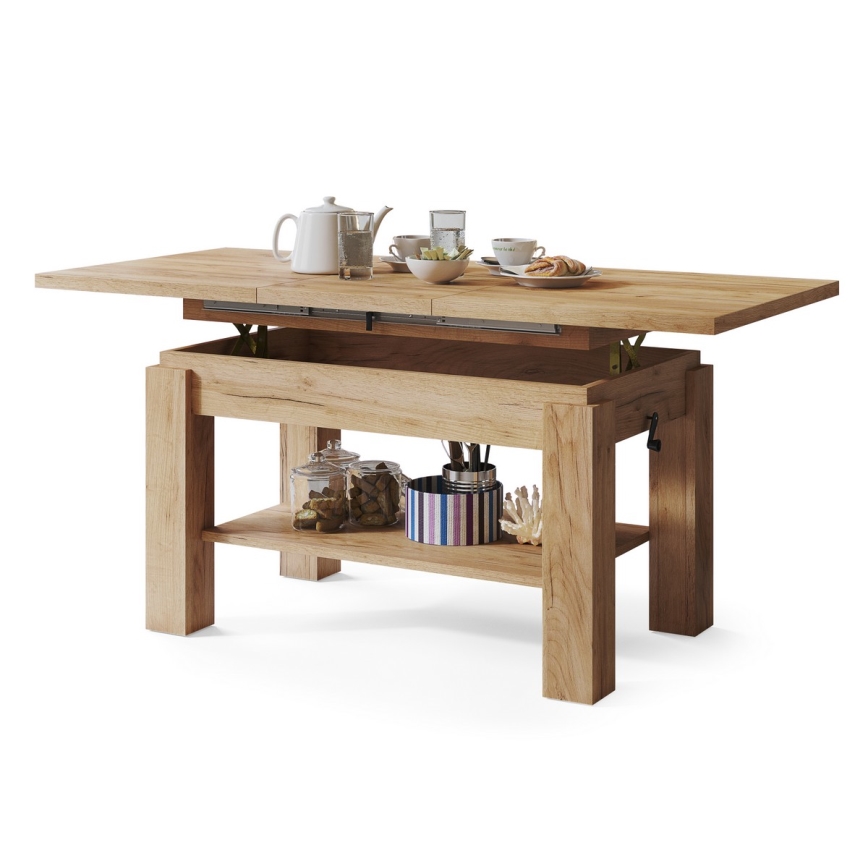 Mesa de centro plegable con estante ADONIS roble