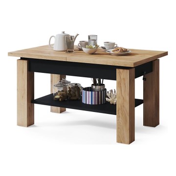 Mesa de centro plegable con estante ADONIS roble/negro
