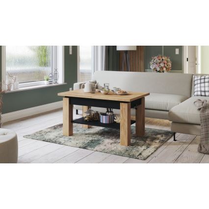 Mesa de centro plegable con estante ADONIS roble/negro