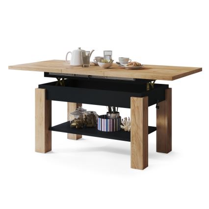 Mesa de centro plegable con estante ADONIS roble/negro
