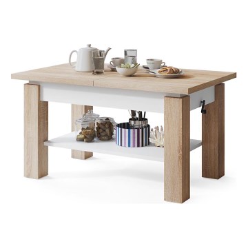 Mesa de centro plegable con estante ADONIS roble sonoma/blanco