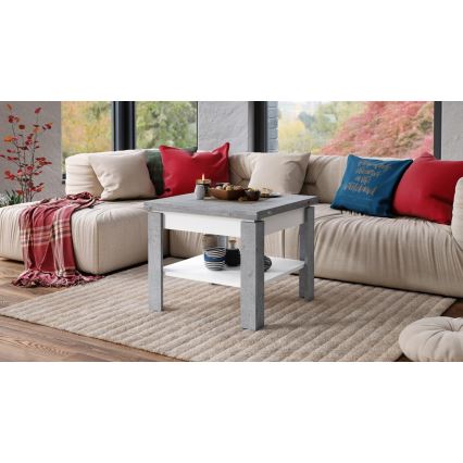 Mesa de centro plegable con estante LIA gris/blanco