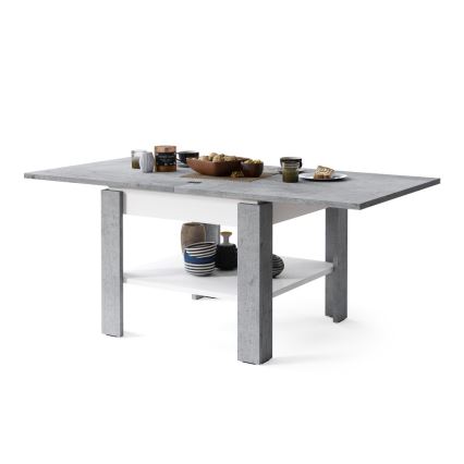 Mesa de centro plegable con estante LIA gris/blanco