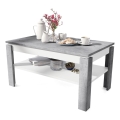 Mesa de centro plegable con tablero elevable con estante ADEN gris/blanco