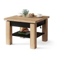 Mesa de centro plegable con tablero elevable con estante CALEB roble/negro