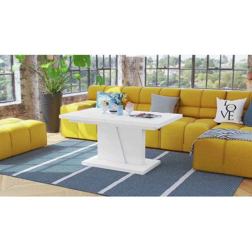 Mesa de centro plegable con tablero elevable NINO blanco