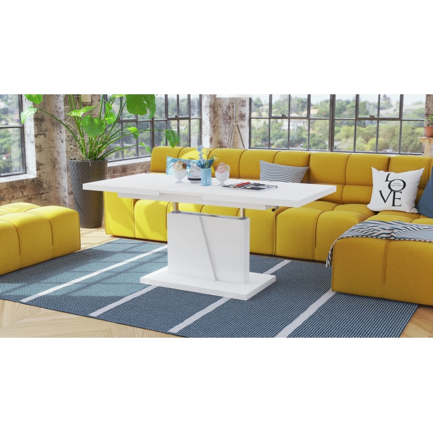 Mesa de centro plegable con tablero elevable NINO blanco