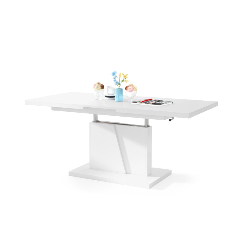 Mesa de centro plegable con tablero elevable NINO blanco