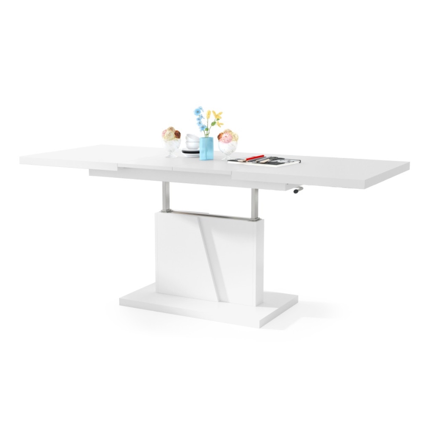 Mesa de centro plegable con tablero elevable NINO blanco