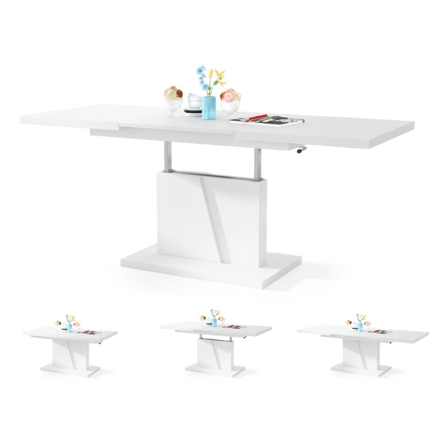 Mesa de centro plegable con tablero elevable NINO blanco