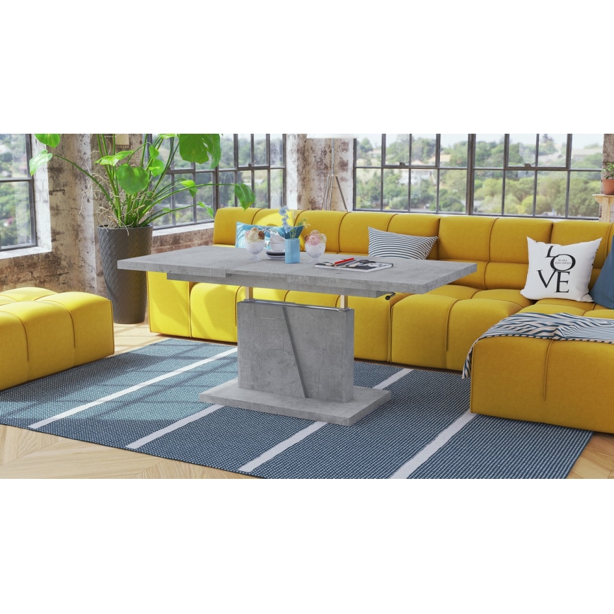Mesa de centro plegable con tablero elevable NINO gris