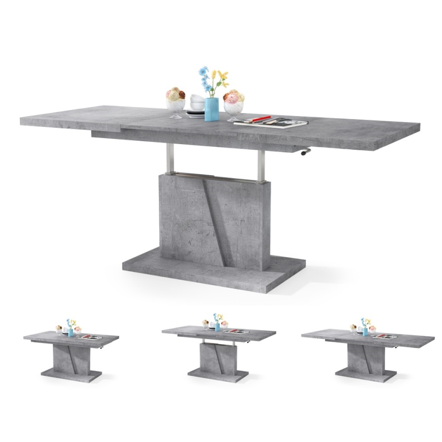 Mesa de centro plegable con tablero elevable NINO gris