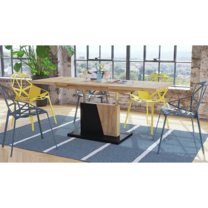 Mesa de centro plegable con tablero elevable NINO roble/negro