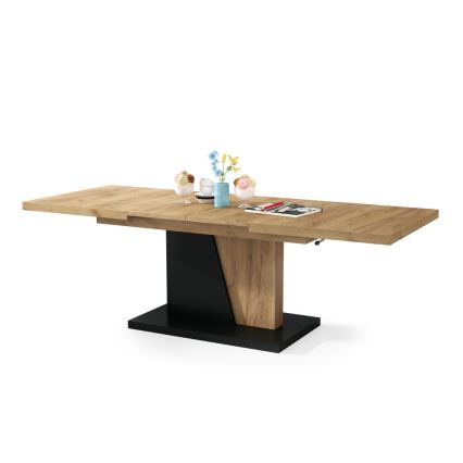 Mesa de centro plegable con tablero elevable NINO roble/negro