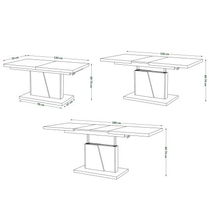 Mesa de centro plegable con tablero elevable NINO roble/negro