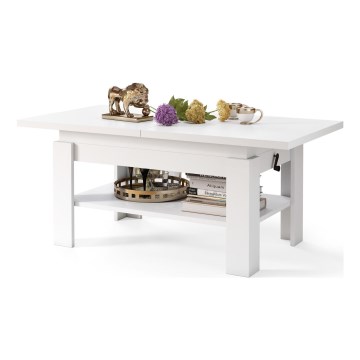 Mesa de centro plegable con tablero elevable ROY blanco