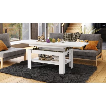 Mesa de centro plegable con tablero elevable ROY blanco