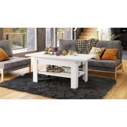 Mesa de centro plegable con tablero elevable ROY blanco