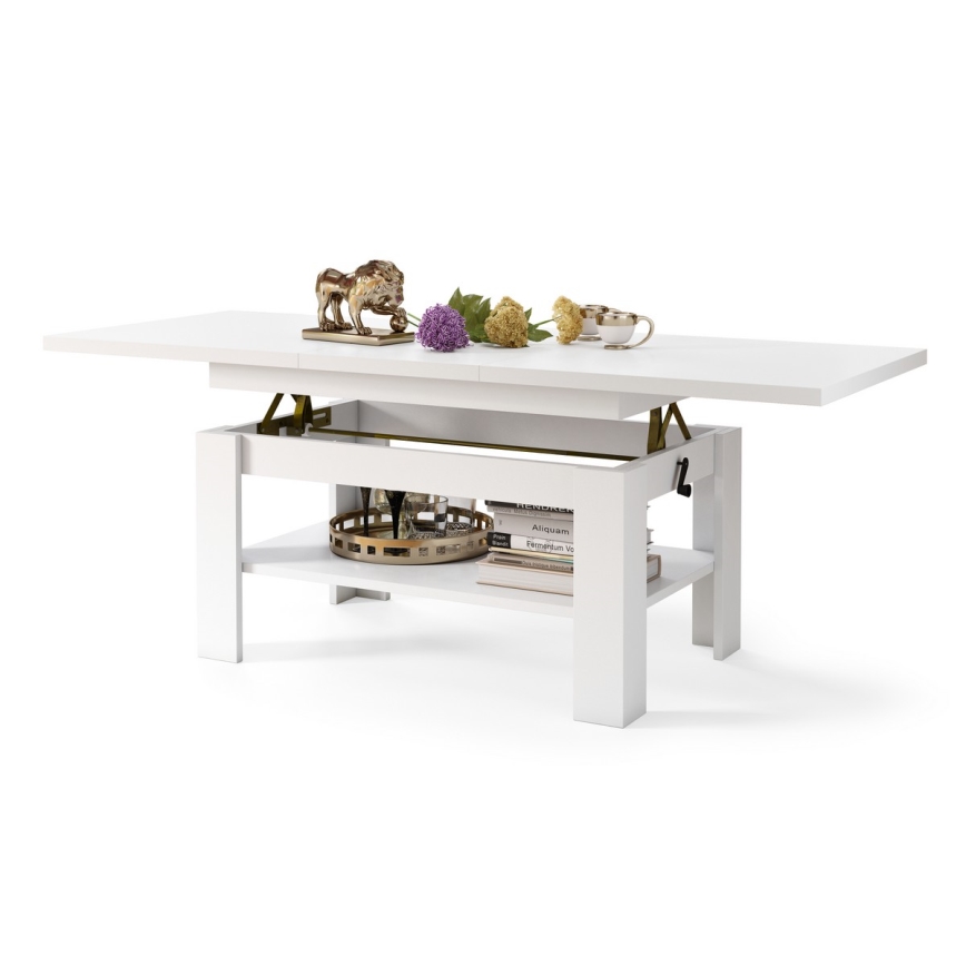 Mesa de centro plegable con tablero elevable ROY blanco