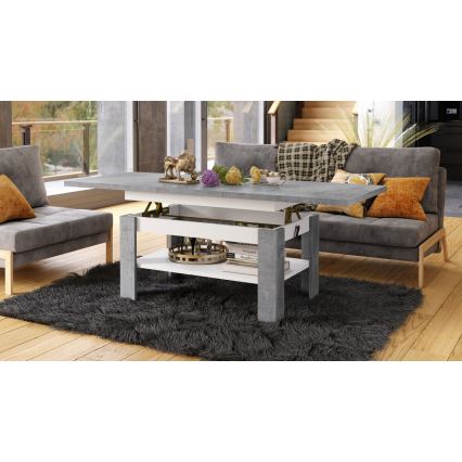 Mesa de centro plegable con tablero elevable ROY gris/blanco