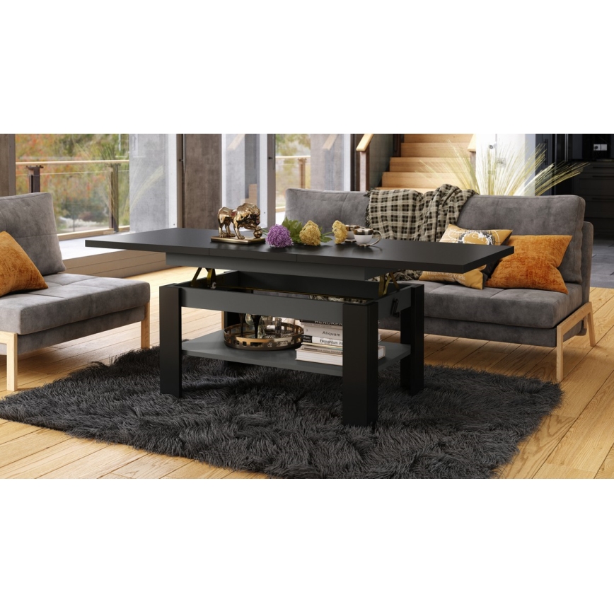 Mesa de centro plegable con tablero elevable ROY negro/antracita