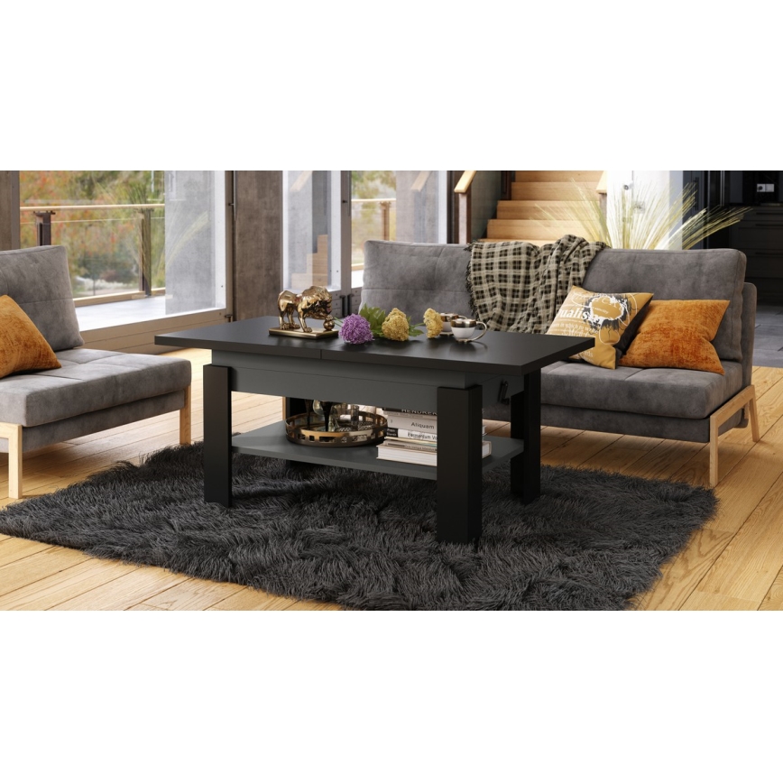 Mesa de centro plegable con tablero elevable ROY negro/antracita