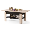 Mesa de centro plegable con tablero elevable ROY roble/negro