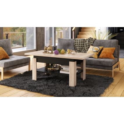 Mesa de centro plegable con tablero elevable ROY roble/negro