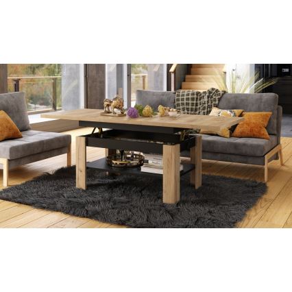 Mesa de centro plegable con tablero elevable ROY roble sonoma/negro