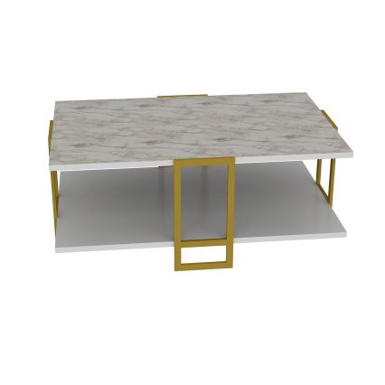 Mesa de centro POLKA 36,6x91,5 cm dorado/blanco