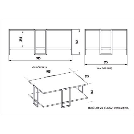 Mesa de centro POLKA 36,6x91,5 cm dorado/negro