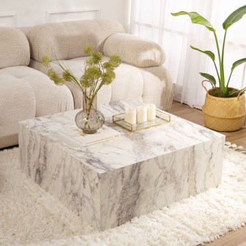 Mesa de centro PRIZMA 35x90 cm decoración de mármol