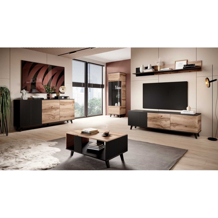 Mesa de centro RANDOM 40x92 cm negro/roble wotan