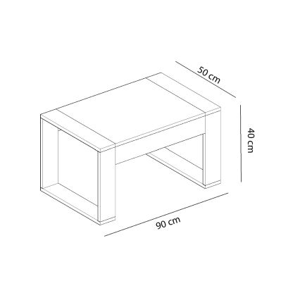 Mesa de centro RETRO 40x90 cm blanco/marrón