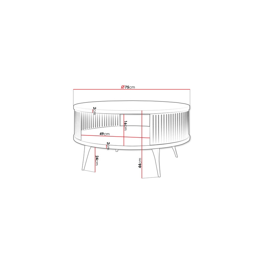 Mesa de centro ROENNI 44x75 cm negro/blanco