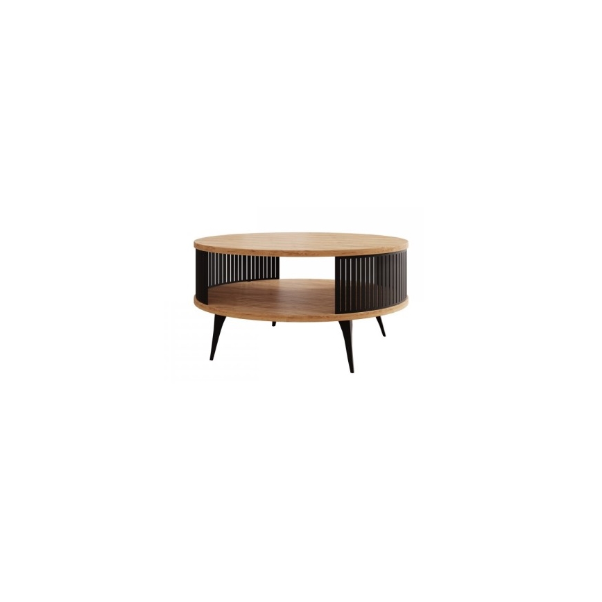 Mesa de centro ROENNI 44x75 cm negro/dorado roble