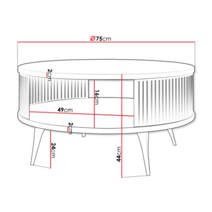 Mesa de centro ROENNI 44x75 cm negro/dorado roble