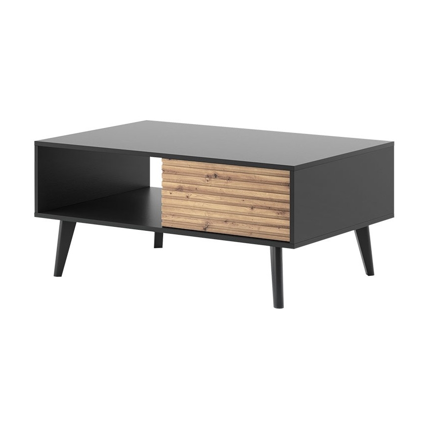 Mesa de centro WILLOW 46x104 cm negro/roble artisan