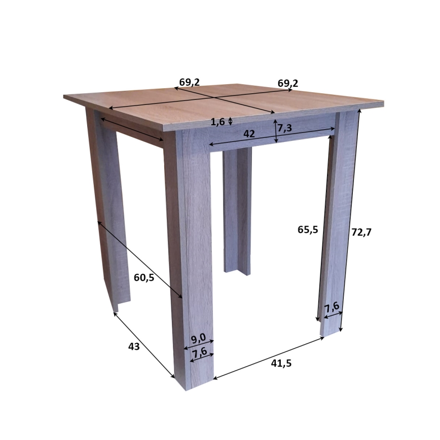 Mesa de comedor cuadrada LEVI roble