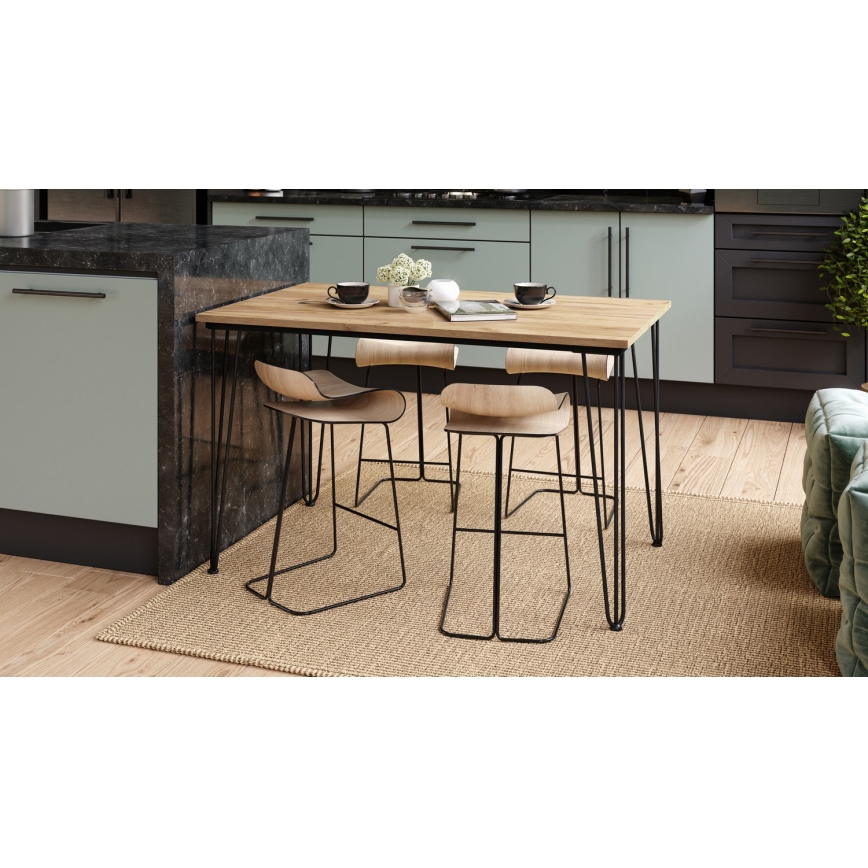 Mesa de comedor HALIJA con acabado en roble