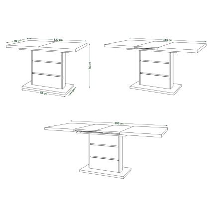 Mesa de comedor plegable PAOLO blanco/negro