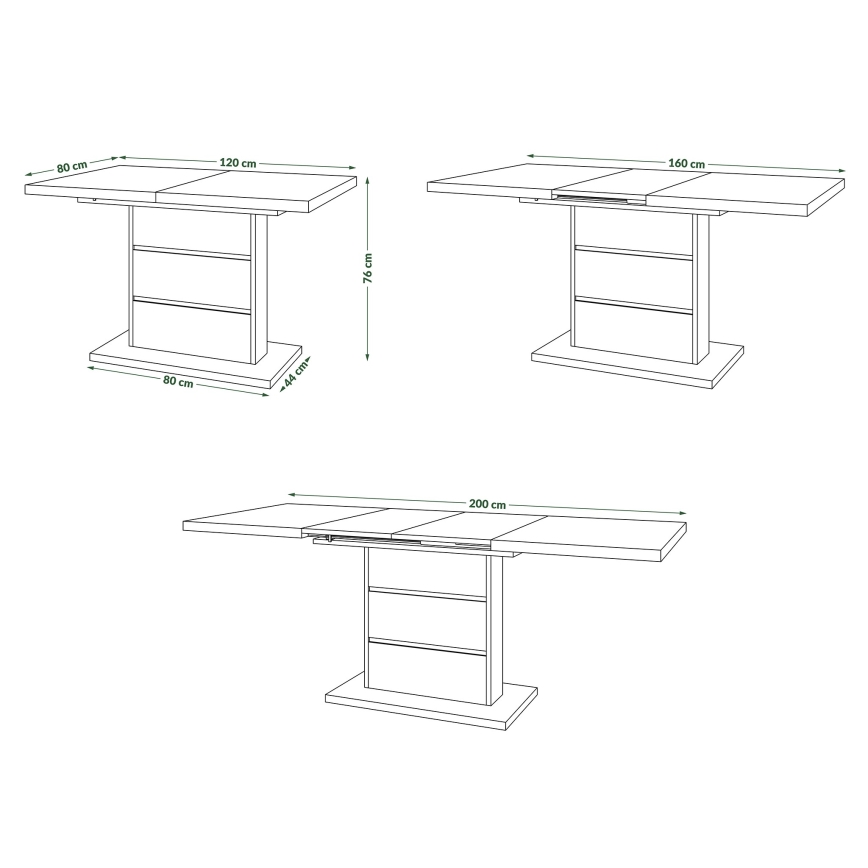 Mesa de comedor plegable PAOLO blanco/negro