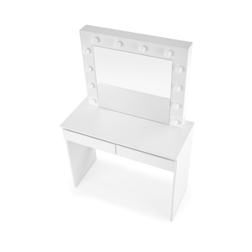 Mesa de tocador con iluminación LED HOLLYWOOD 140x94 cm blanco