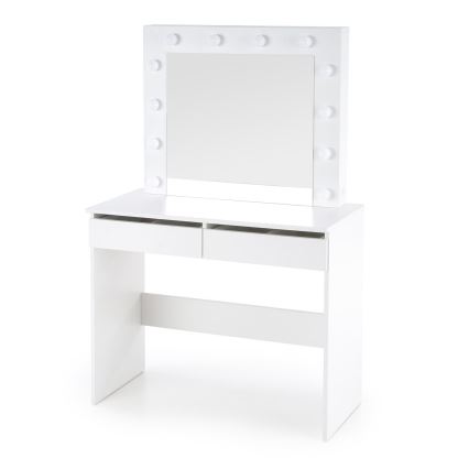 Mesa de tocador con iluminación LED HOLLYWOOD 140x94 cm blanco