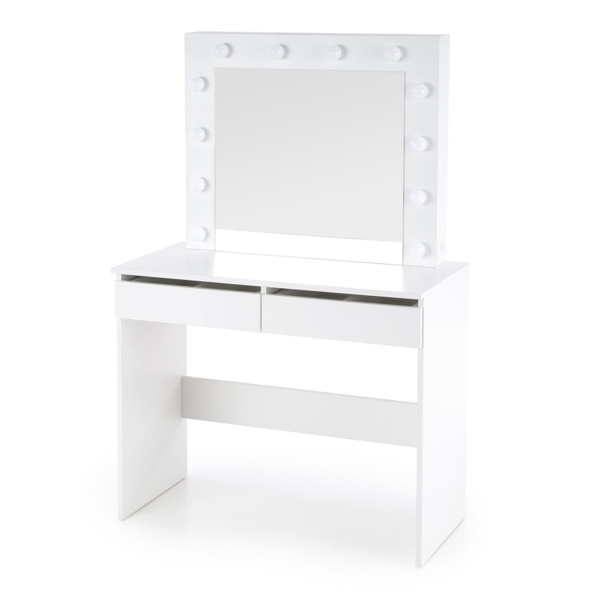 Mesa de tocador con iluminación LED HOLLYWOOD 140x94 cm blanco