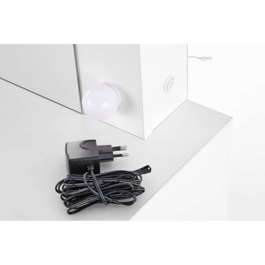 Mesa de tocador con iluminación LED HOLLYWOOD 140x94 cm blanco