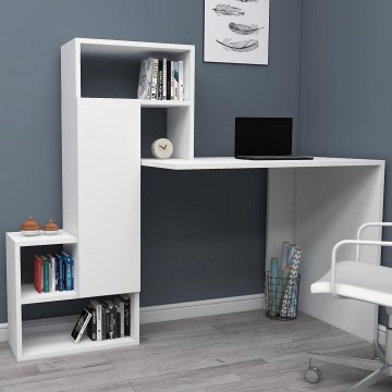Mesa de trabajo con estante IRMAK 119x138,6 cm blanco