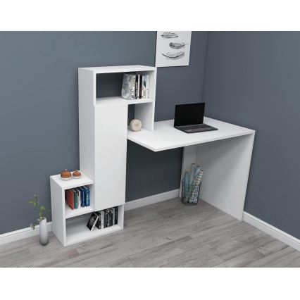 Mesa de trabajo con estante IRMAK 119x138,6 cm blanco